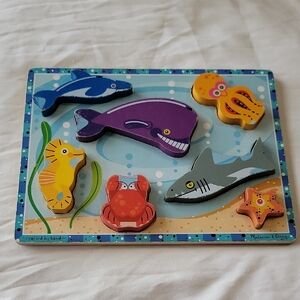 Melissa & Doug Sea Creatures Wooden Puzzle, 7 Pieces